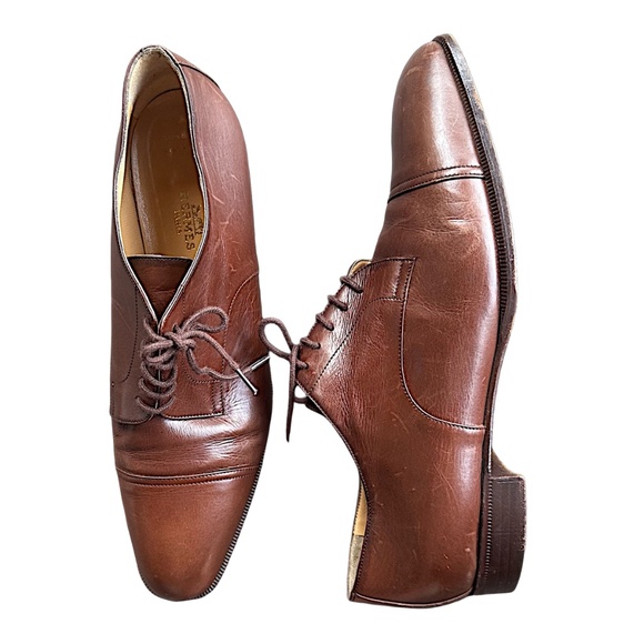 HERMES Women’s Brown Leather Derby Shoes Lace Up US 10 UK 7 EU 40 - Picture 5 of 16